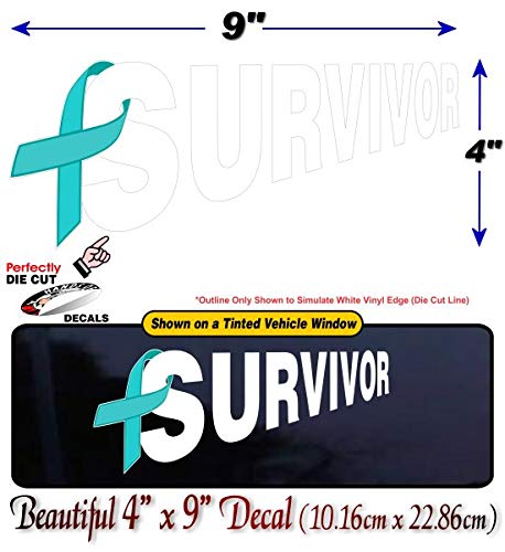 Cancer Survivor Ribbon 9" Decal Survived Breast Cancer Vinyl Vehicle Sticker -Street Legal Decals