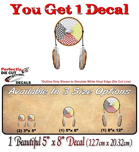 Medicine Wheel Dreamcatcher with Feathers Vinyl Decal Native Pride American Indian Tribal Dream Catcher Vinyl Sticker -Street Legal Decals