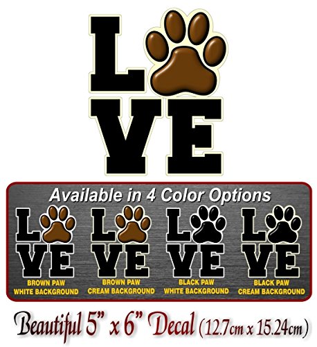 PAW Love 6" Dog Cat Decal Cat Puppy Foot Print Vinyl Stickers for Car Vehicle Window or Bumper -Street Legal Decals