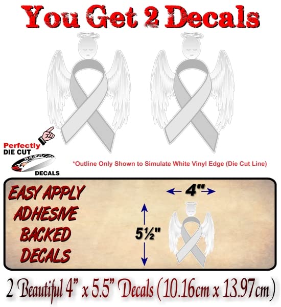 2 Cancer Angel Pink Ribbon Decals Breast Cancer Loss Never Forget Peace Love Vinyl Vehicle Stickers -Street Legal Decals