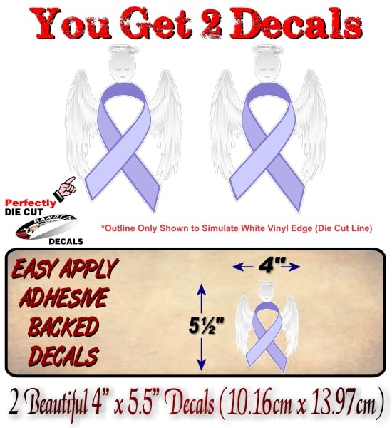 2 Cancer Angel Pink Ribbon Decals Breast Cancer Loss Never Forget Peace Love Vinyl Vehicle Stickers -Street Legal Decals