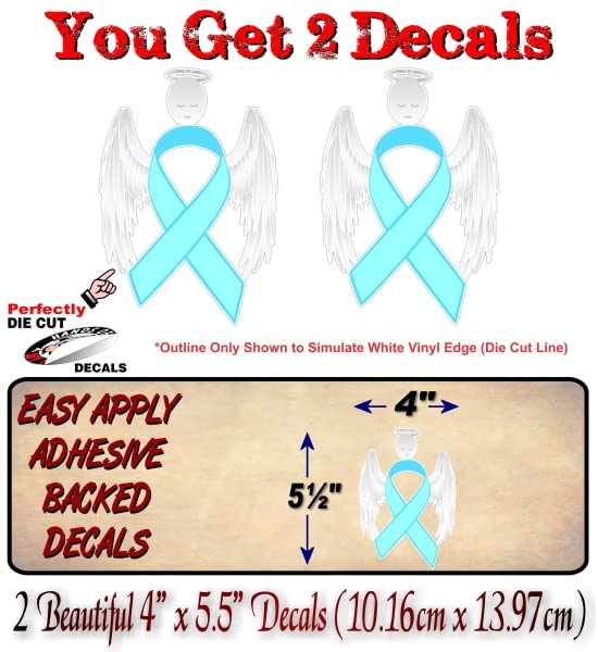 2 Cancer Angel Pink Ribbon Decals Breast Cancer Loss Never Forget Peace Love Vinyl Vehicle Stickers -Street Legal Decals