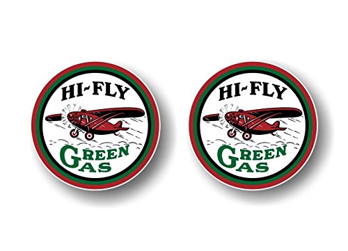 (2) HI-FLY Green Gas Vintage Gas Pump Decals-Street Legal Decals