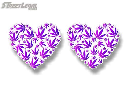 (2) Love Cannabis Heart 4.5" Decals-Street Legal Decals