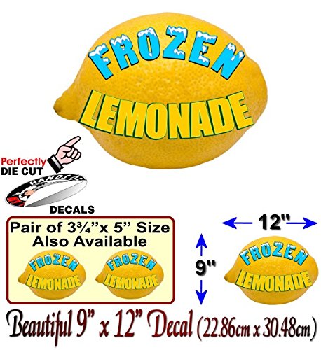 Frozen Lemonade on a Lemon Vinyl Sticker Decals for Slushie Smoothie Concession Truck Menu Board Sign Sweet Drink Carnival Stand Cart Stickers Decal -Street Legal Decals