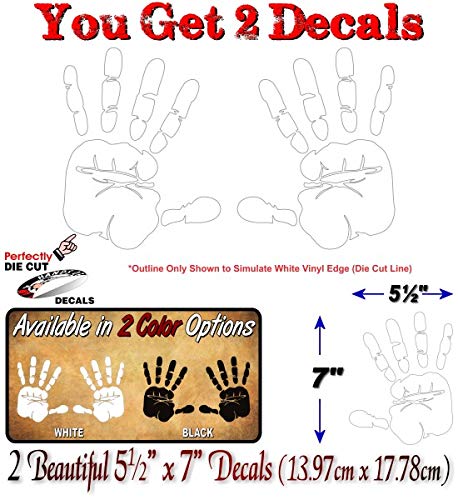 2 Handprint 7" Decals Solid Color Vehicle Hand Print Zen Mystic Vinyl Stickers -Street Legal Decals