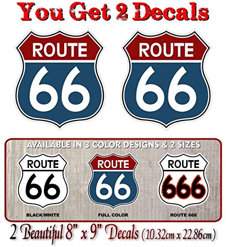 Vintage Route 66 FULL COLOR Highway Sign Decals-Street Legal Decals