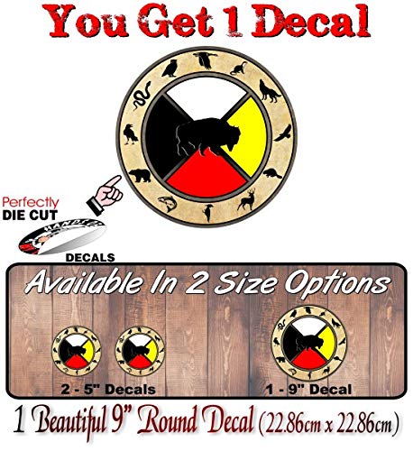 Vintage Animal Zodiac Medicine Wheel Vinyl Decal Healing Dancing Sacred Circle Native American Indian Natural Amulet Spiritual Path Vinyl Sticker -Street Legal Decals