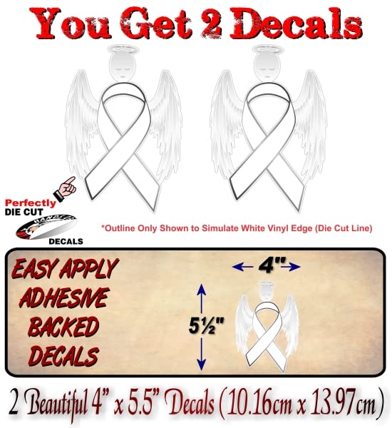 2 Cancer Angel Pink Ribbon Decals Breast Cancer Loss Never Forget Peace Love Vinyl Vehicle Stickers -Street Legal Decals