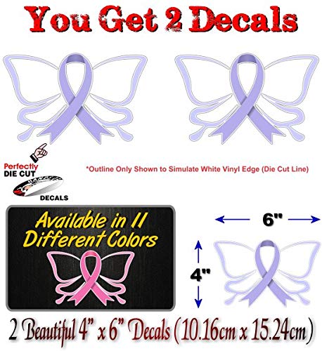 2 Cancer Butterfly Ribbon Decals FCK Kidney Lymphoma Cancer Survivor Gifts Women Men Vinyl Vehicle Sticker -Street Legal Decals