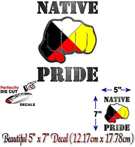 Native Pride with FIST Medicine Wheel Vinyl Decal Native American Indian First Nations Tribal Vinyl Sticker -Street Legal Decals