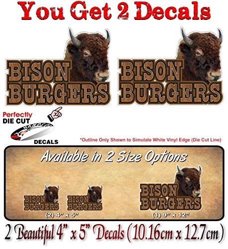 Buffalo Bison Burgers Decals for Butcher Shop Menu Sign Concession Trailer Cart Grocery Counter Wall or Window Stickers -Street Legal Decals