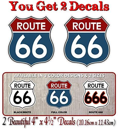 Vintage Route 66 FULL COLOR Highway Sign Decals-Street Legal Decals