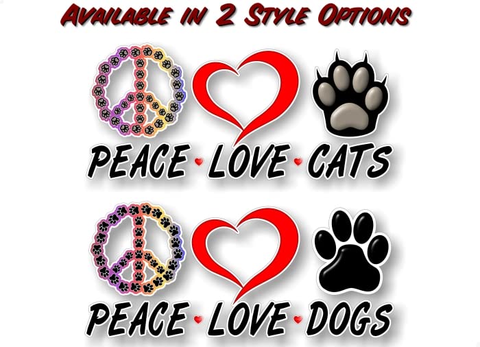 Peace Love Dogs Decal Car Sticker Safety Vehicle Dog Paw Print Minivan SUV Vinyl Sticker -Street Legal Decals