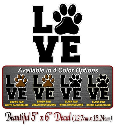 PAW Love 6" Dog Cat Decal Cat Puppy Foot Print Vinyl Stickers for Car Vehicle Window or Bumper -Street Legal Decals