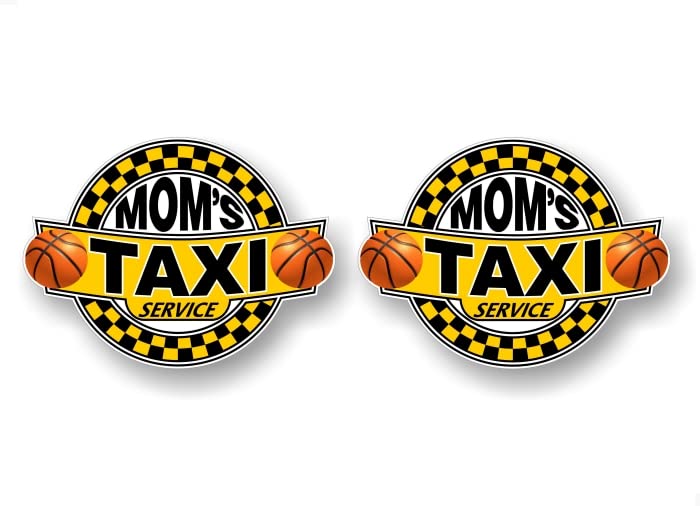 2 Sports Mom Taxi Service 7'' Decal Sport Ride Share Kids Transport Mother SUV Minivan Truck Car Vinyl Sticker -Street Legal Decals
