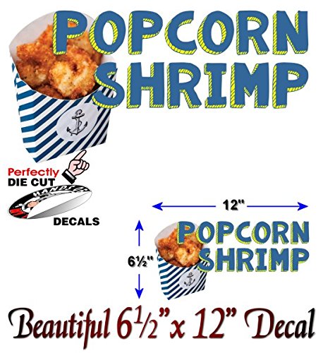 Popcorn Shrimp 12" Vinyl Decal Concession Cart Food Trailer Seafood Sign Stickers -Street Legal Decals