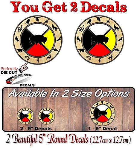 Vintage Animal Zodiac Medicine Wheel Vinyl Decal Healing Dancing Sacred Circle Native American Indian Natural Amulet Spiritual Path Vinyl Sticker -Street Legal Decals