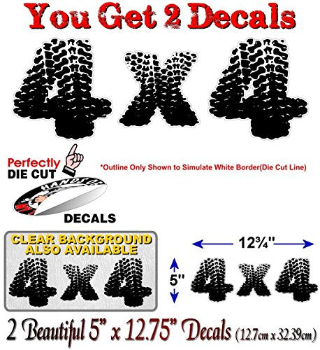 (2) 4x4 Tire Trax Vinyl 12.75" Decals-Street Legal Decals