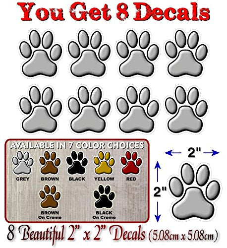 (8) Paw Prints 2" Decals-Street Legal Decals