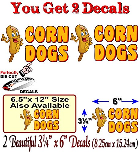Corn Dogs Cartoon Decals with Wording for Corndog Concession Trailer or Hot Dog Cart Menu Board Vinyl Stickers -Street Legal Decals