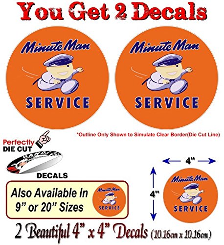 (2) Vintage Minute Man Service Antique Gas Station Decals-Street Legal Decals