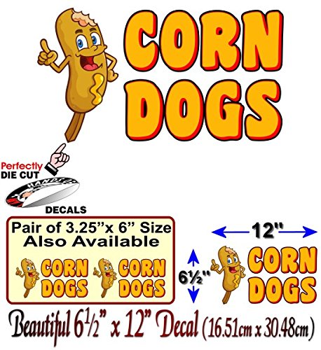 Corn Dogs Cartoon Decals with Wording for Corndog Concession Trailer or Hot Dog Cart Menu Board Vinyl Stickers -Street Legal Decals