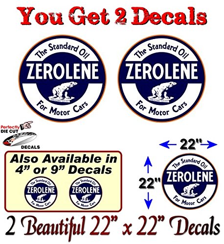 (2) Vintage Zerolene Motor Oil Decals-Street Legal Decals