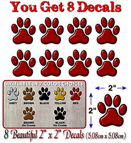 (8) Paw Prints 2" Decals-Street Legal Decals