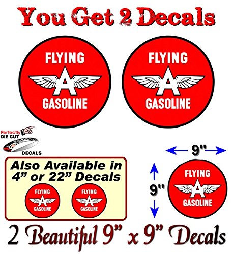 (2) Vintage Flying A Gasoline Antique Gas Pump Decals-Street Legal Decals