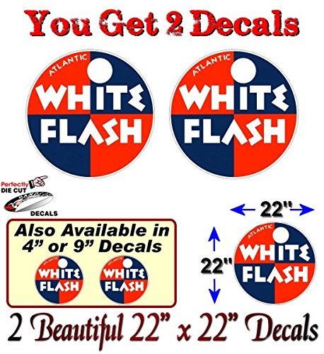 (2) White Flash Gasoline Vintage Gas Pump Decals-Street Legal Decals