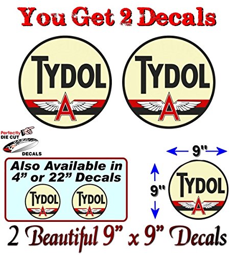(2) Vintage Tydol Flying A Gasoline Decals-Street Legal Decals