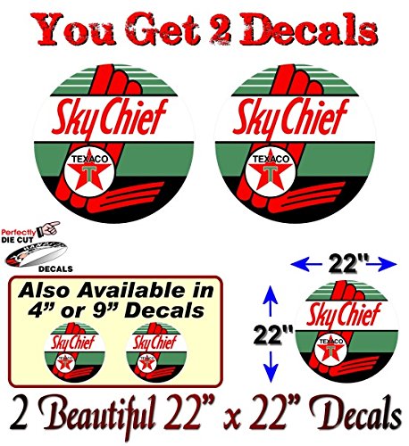 (2) Vintage Sky Chief Texaco Gasoline Decals-Street Legal Decals