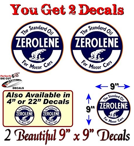 (2) Vintage Zerolene Motor Oil Decals-Street Legal Decals