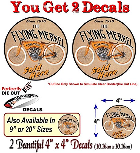 (2) Vintage The Flying Merkel Decals-Street Legal Decals
