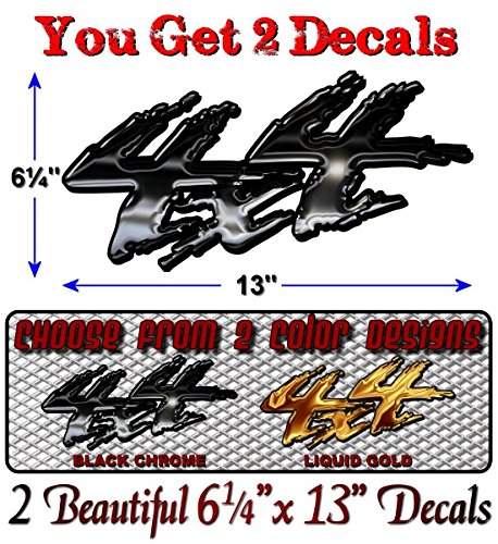 (2) 4x4 Liquid Metal Print 13" Decals-Street Legal Decals