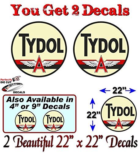 (2) Vintage Tydol Flying A Gasoline Decals-Street Legal Decals