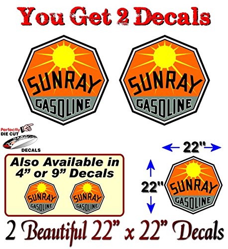 (2) Vintage Sunray Gasoline Decals-Street Legal Decals