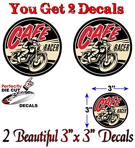 (2) Cafe Racer Motorcycle 3" Decals-Street Legal Decals