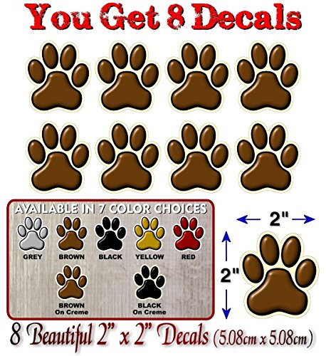 (8) Paw Prints 2" Decals-Street Legal Decals