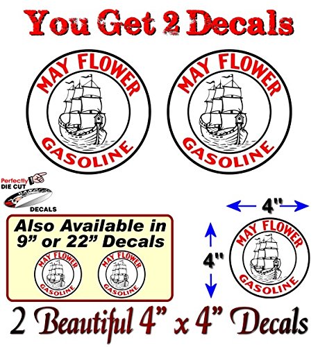 (2) May Flower Gasoline Antique Gas Pump Decals-Street Legal Decals