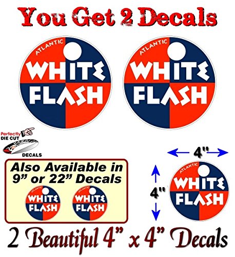 (2) White Flash Gasoline Vintage Gas Pump Decals-Street Legal Decals