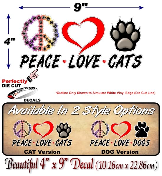 Peace Love Dogs Decal Car Sticker Safety Vehicle Dog Paw Print Minivan SUV Vinyl Sticker -Street Legal Decals