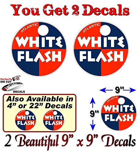 (2) White Flash Gasoline Vintage Gas Pump Decals-Street Legal Decals