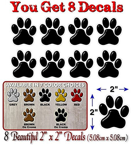 (8) Paw Prints 2" Decals-Street Legal Decals