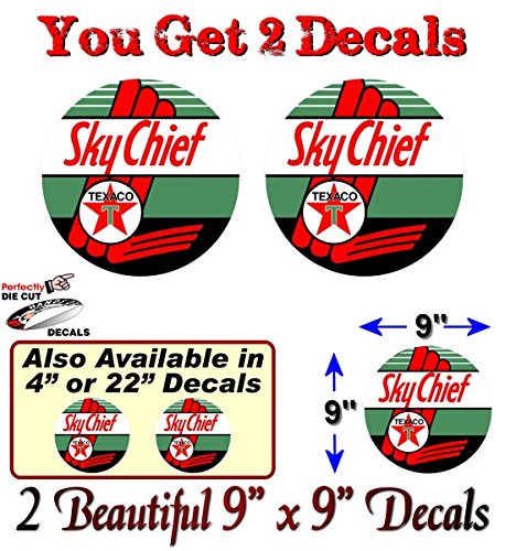(2) Vintage Sky Chief Texaco Gasoline Decals-Street Legal Decals