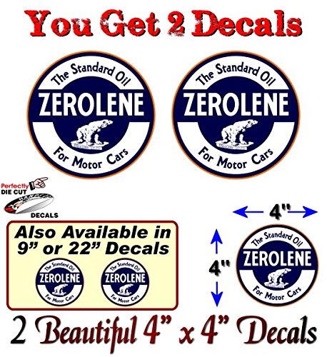 (2) Vintage Zerolene Motor Oil Decals-Street Legal Decals