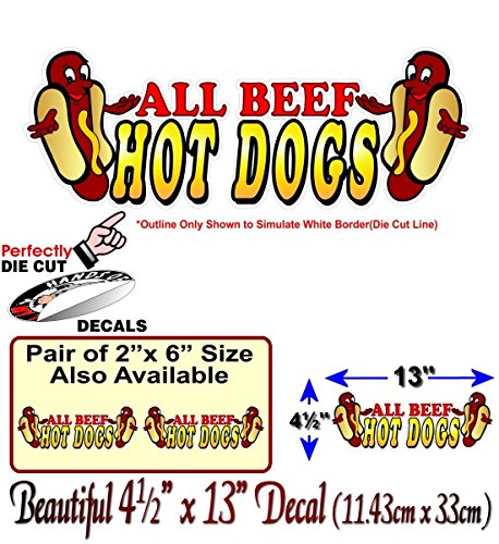 All Beef Hot Dogs Decals for Concession Trailer or Hot Dog Cart Menu Board Vinyl Stickers -Street Legal Decals