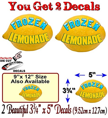 Frozen Lemonade on a Lemon Vinyl Sticker Decals for Slushie Smoothie Concession Truck Menu Board Sign Sweet Drink Carnival Stand Cart Stickers Decal -Street Legal Decals