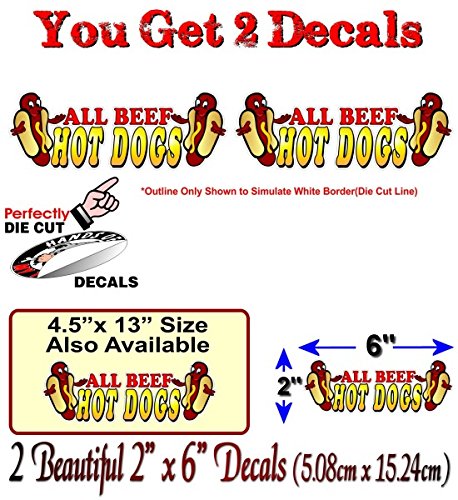 All Beef Hot Dogs Decals for Concession Trailer or Hot Dog Cart Menu Board Vinyl Stickers -Street Legal Decals